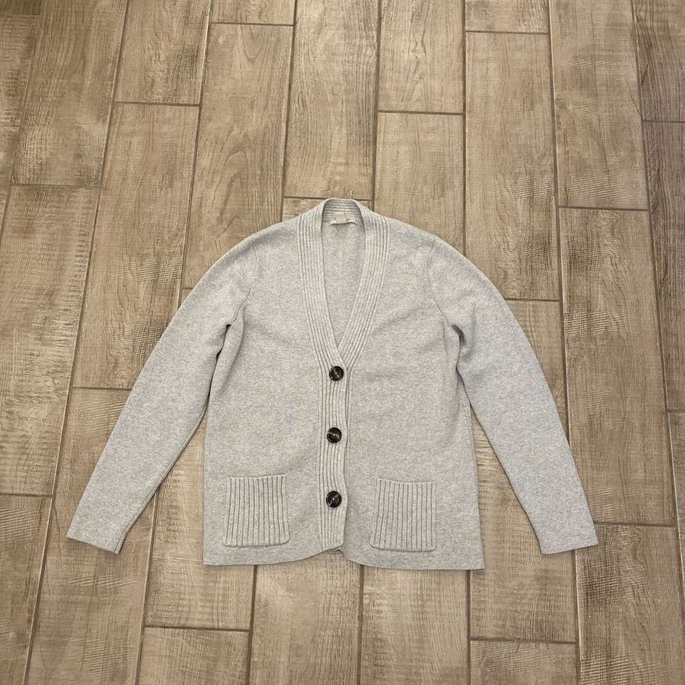 Banana Republic Sweater XL Cardigan Gray Beige Heavy Wool Blend Academia Preppy